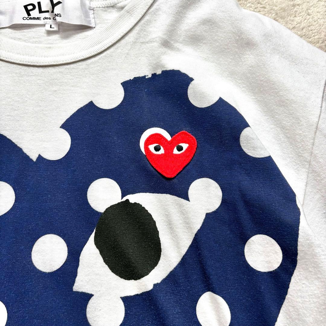 【プレイコムデギャルソン】近年モデル　ブルードットハート　コットン　Tシャツ