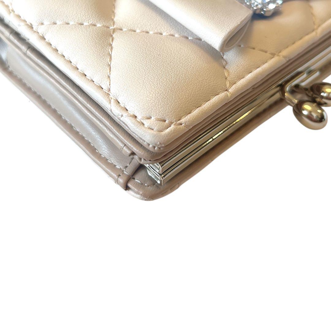 【美品】JILL STUART RIBBONキルトウォレット がま口二つ折り財布