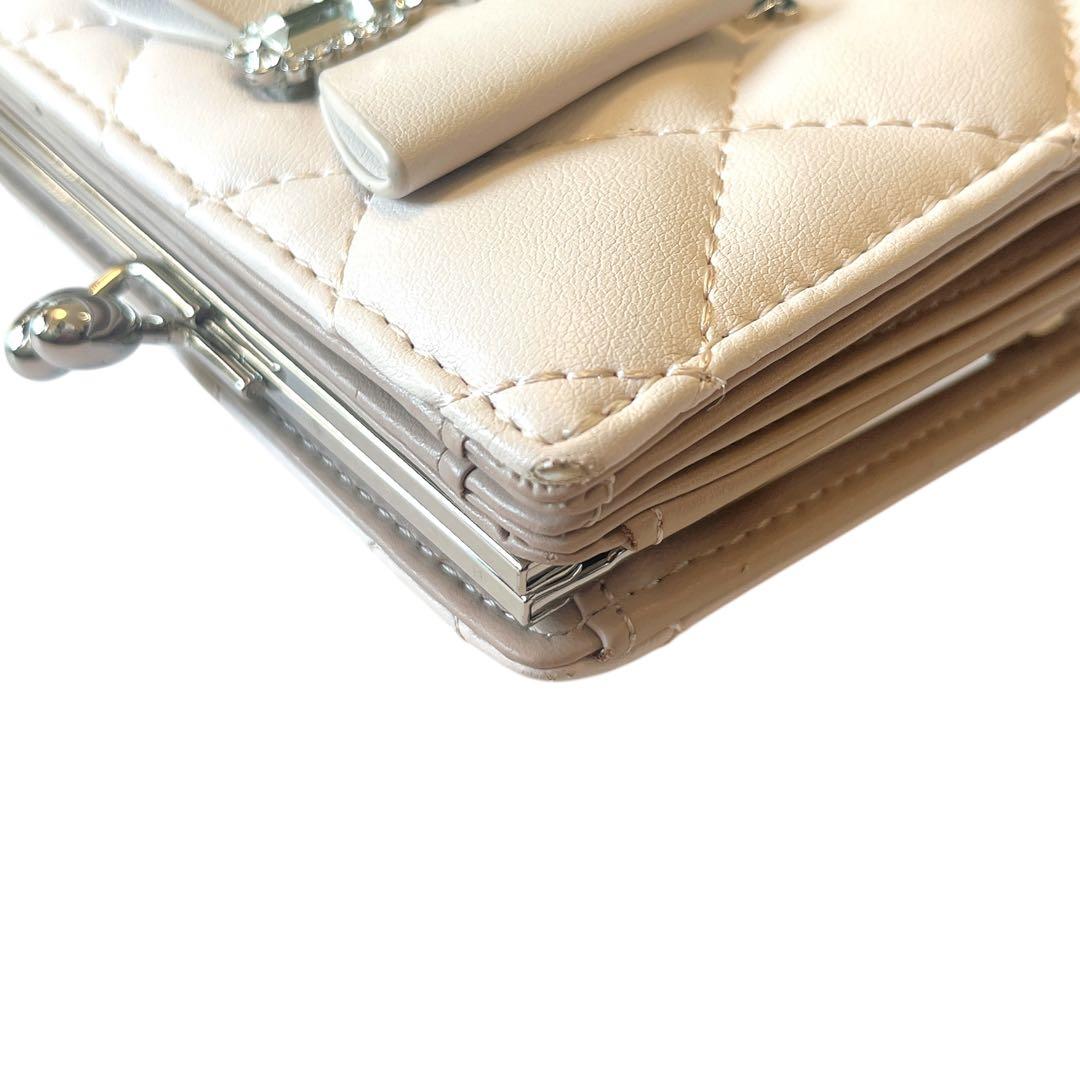 【美品】JILL STUART RIBBONキルトウォレット がま口二つ折り財布