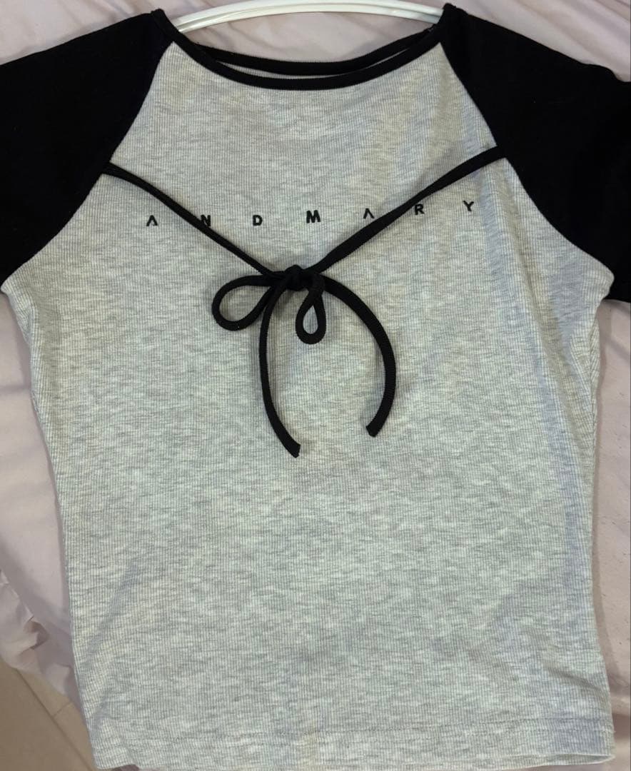 andmary Alma ribbon tops gray グレー
