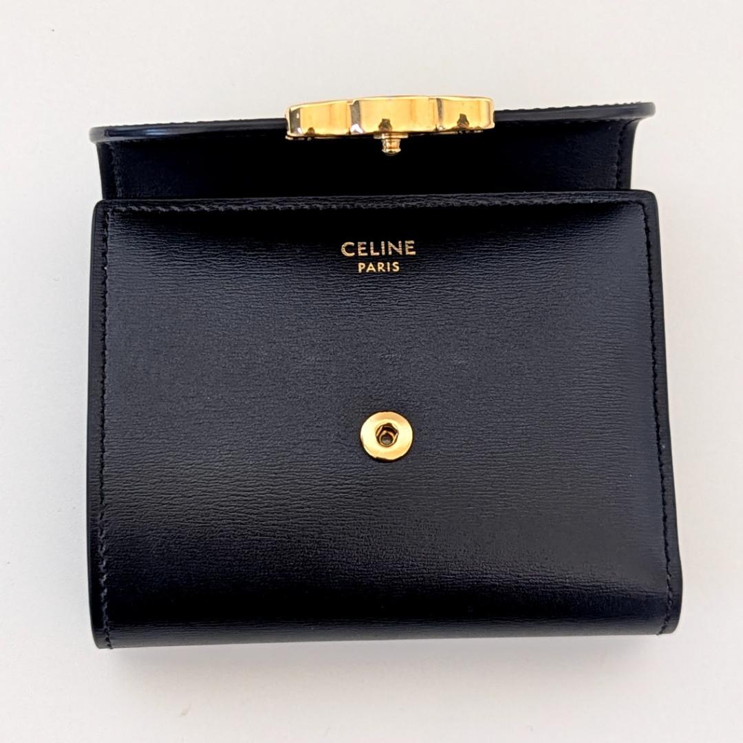 【正規品・付属品あり】CELINE　トリオンフ　三つ折り財布　ブラック