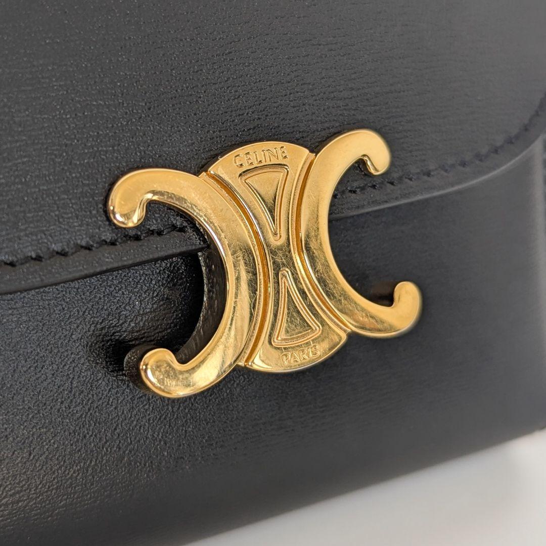 【正規品・付属品あり】CELINE　トリオンフ　三つ折り財布　ブラック