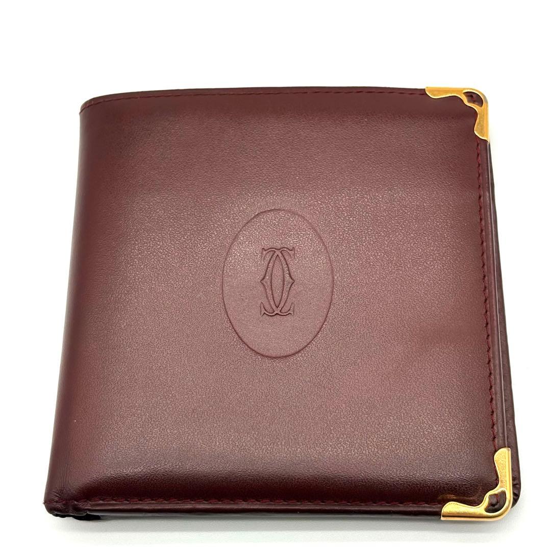 【美品】Cartier マストライン　レザー　二つ折り財布