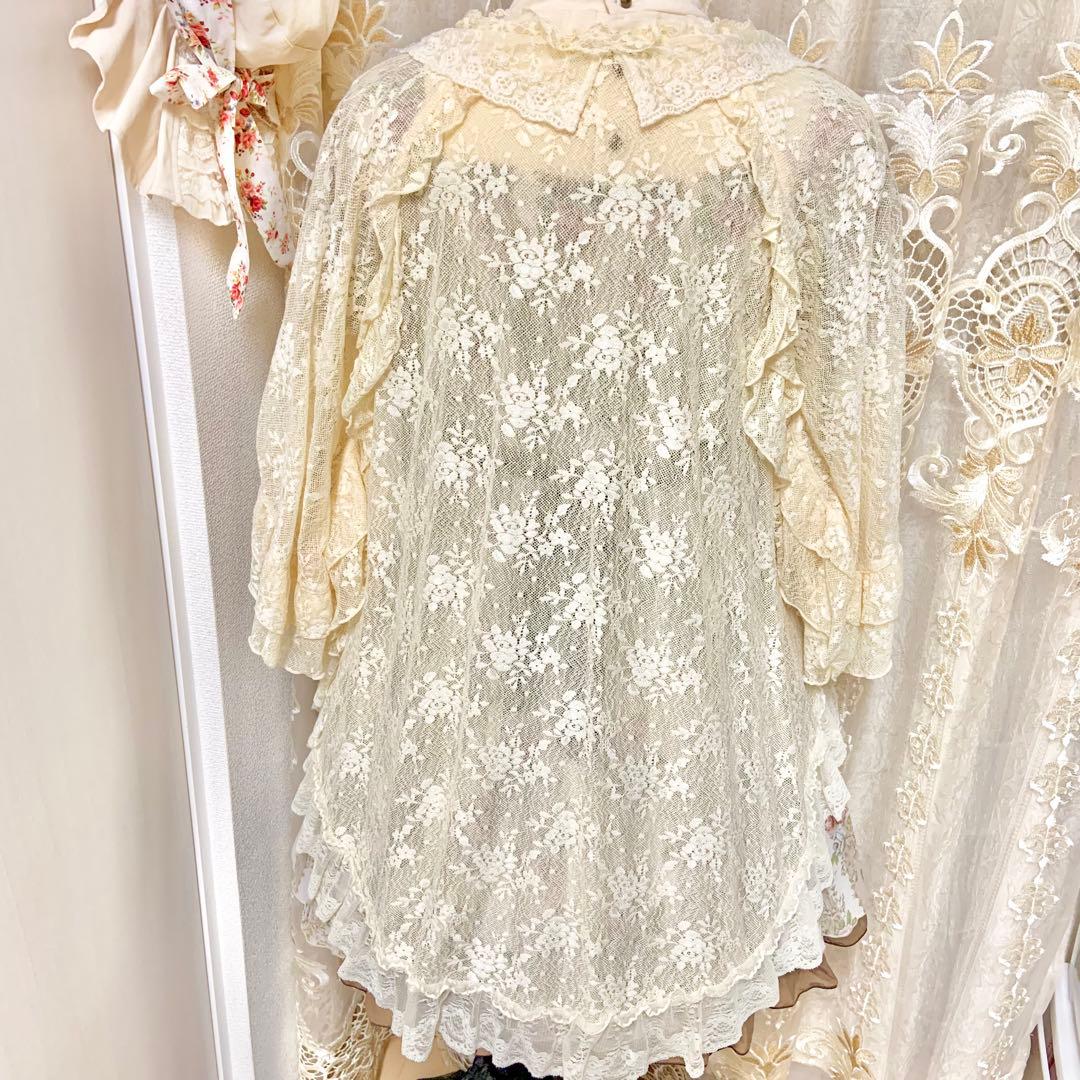axes femme サイドドロスト総レースカーディガン　Y2K 森ガール　姫