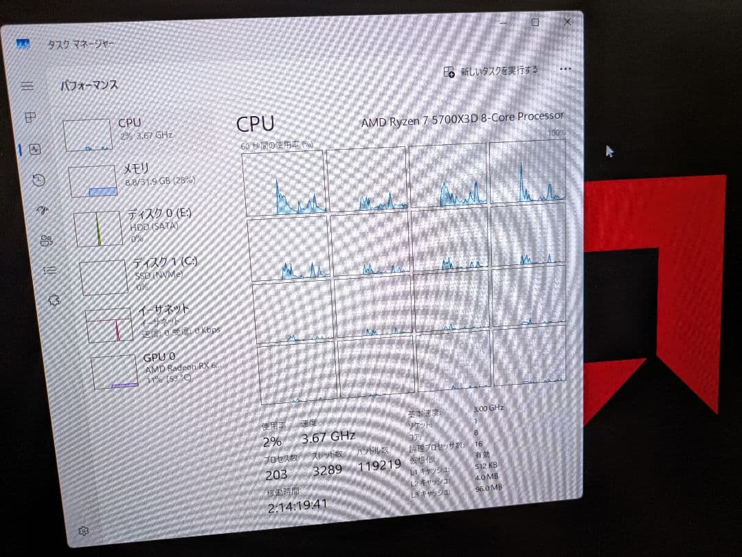 【teru】AMD Ryzen 7 5700X3D 動作品