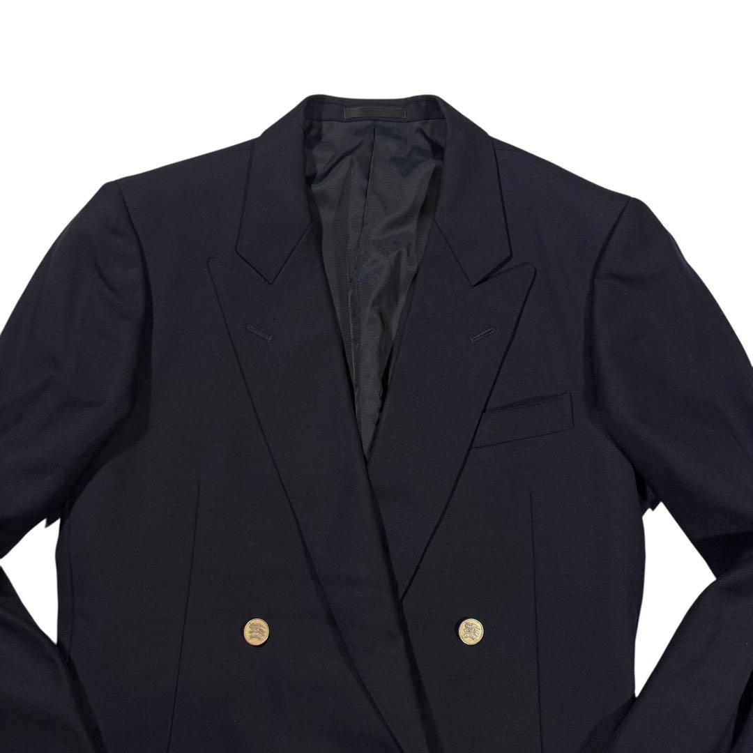 【XL】 Burberry バーバリー 紺ブレ タスマニアウール ダブル 金釦