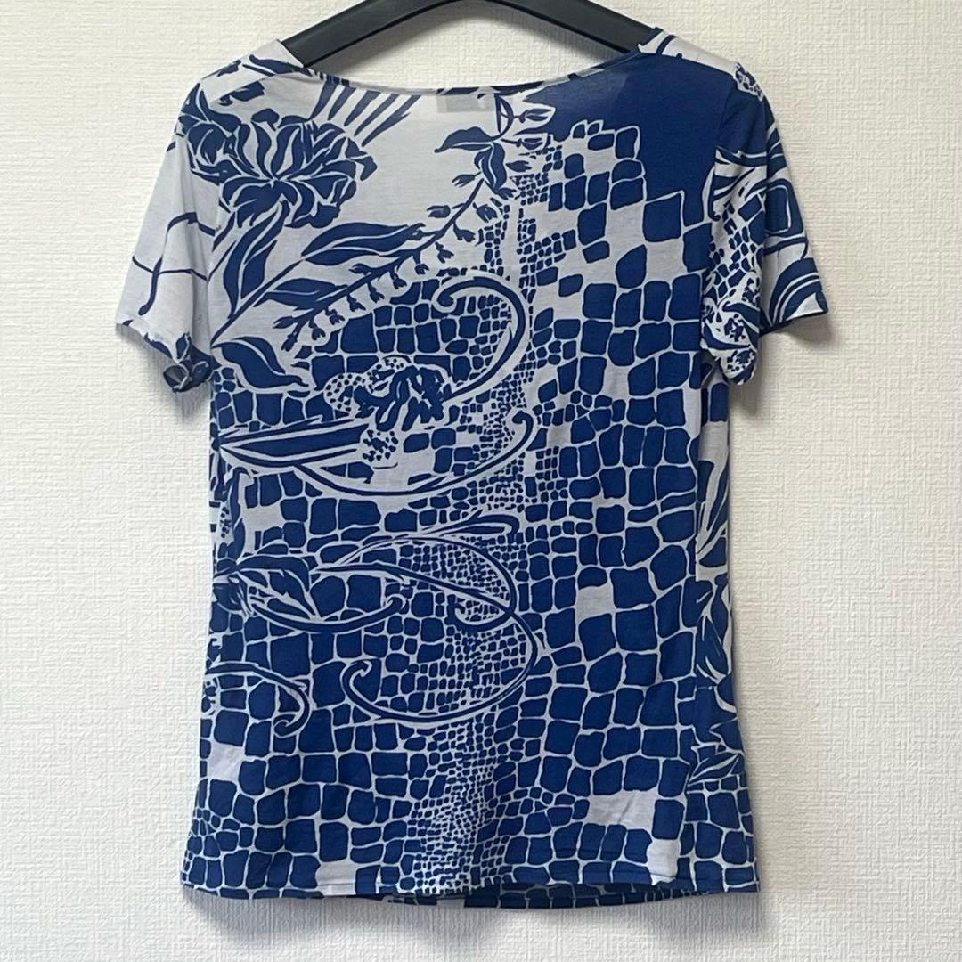 【美品】EMILIO PUCCI フローラルプリント ドレープTシャツ シルク