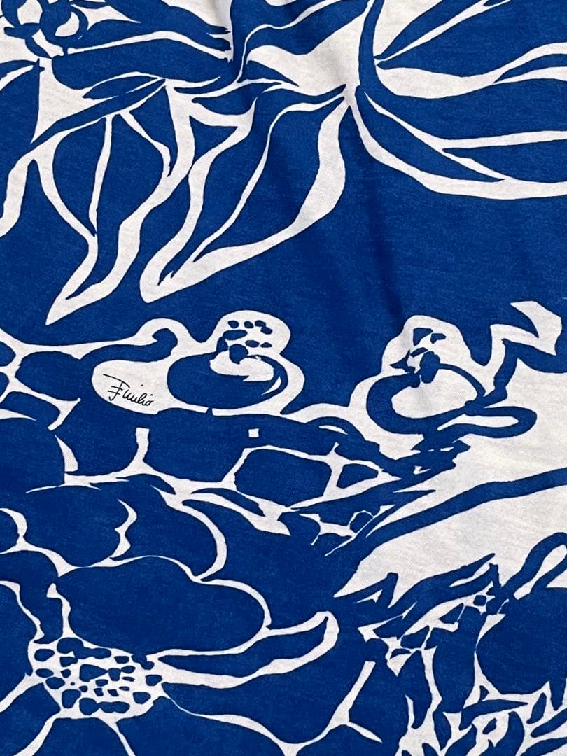 【美品】EMILIO PUCCI フローラルプリント ドレープTシャツ シルク