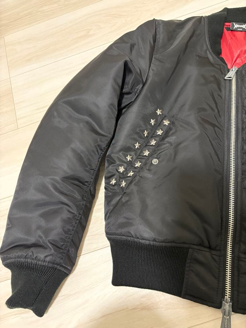 ジャケット・アウター RHINESTONE MA-1 JACKET- BLACK