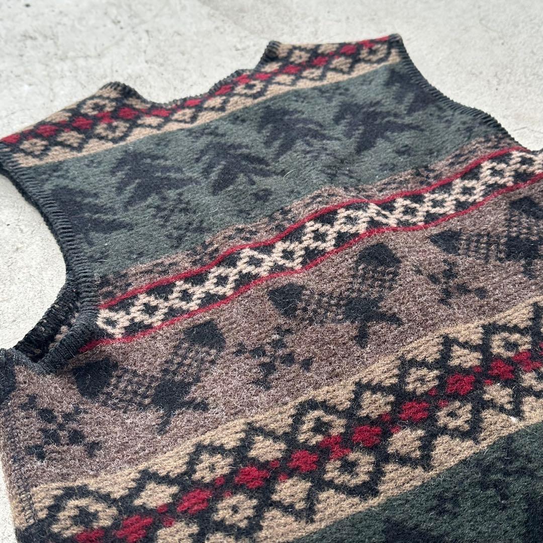 90s WOOLRICH カジュアル　M ウールベスト 幾何学模様　USA製