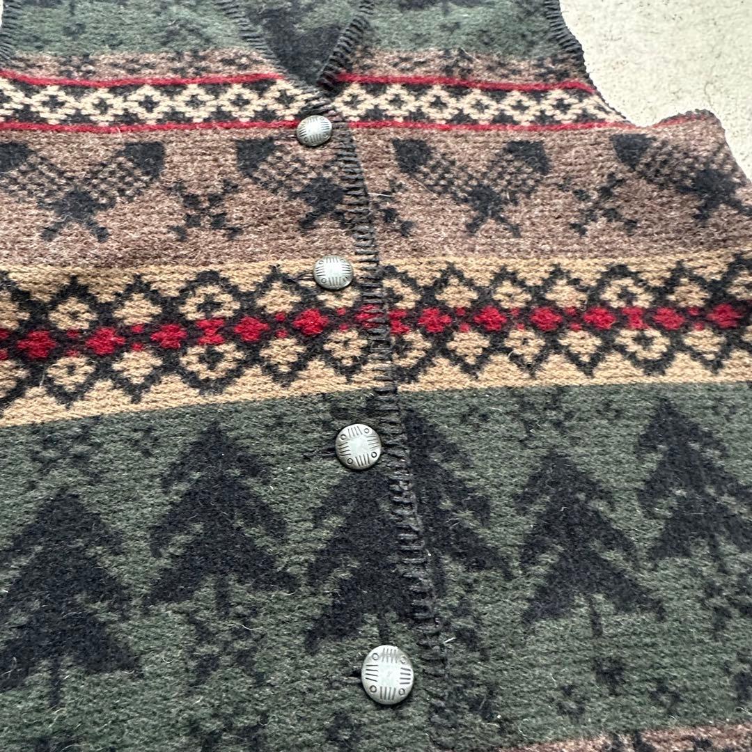 90s WOOLRICH カジュアル　M ウールベスト 幾何学模様　USA製