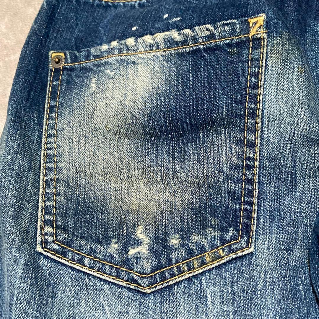 ディースクエアード　DSQUARED2　デニム　ダメージジーンズ　革パッチ　36