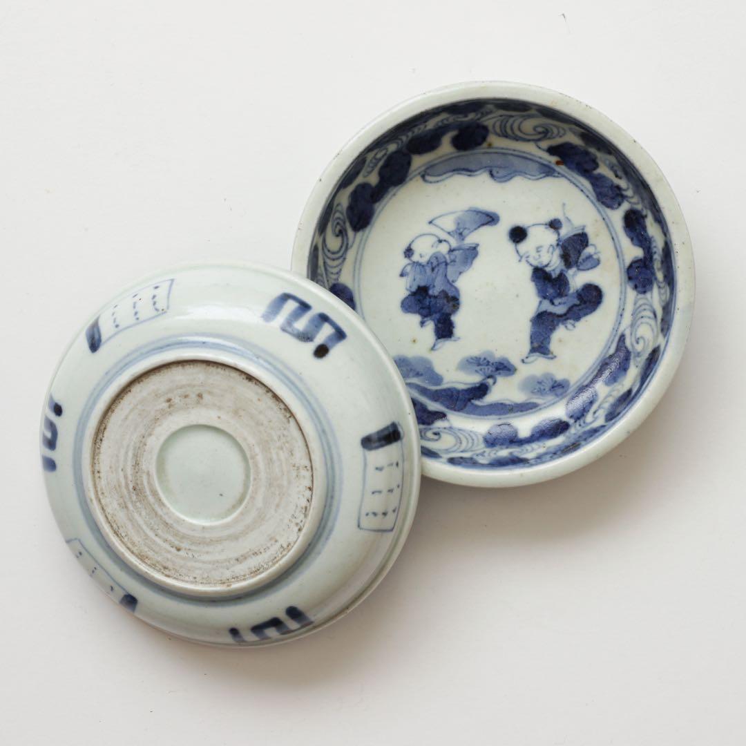 伊万里　古伊万里　江戸　後期　唐子　小皿　2客セット