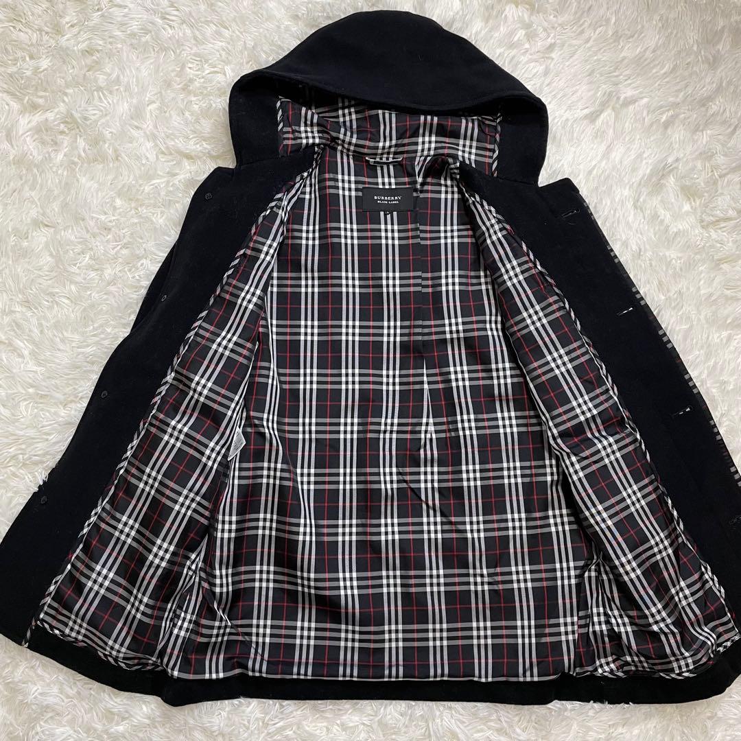 美品✨ バーバリー ブラックレーベル ダッフルコート 裏 ノバチェック 黒 M