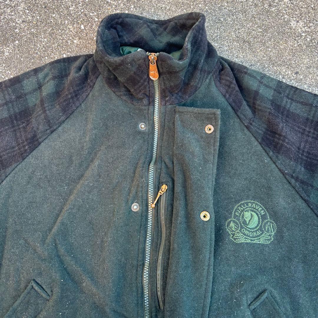 80s FJALLRAVEN ウールジャケット カシミヤ ブラックウォッチ 中綿