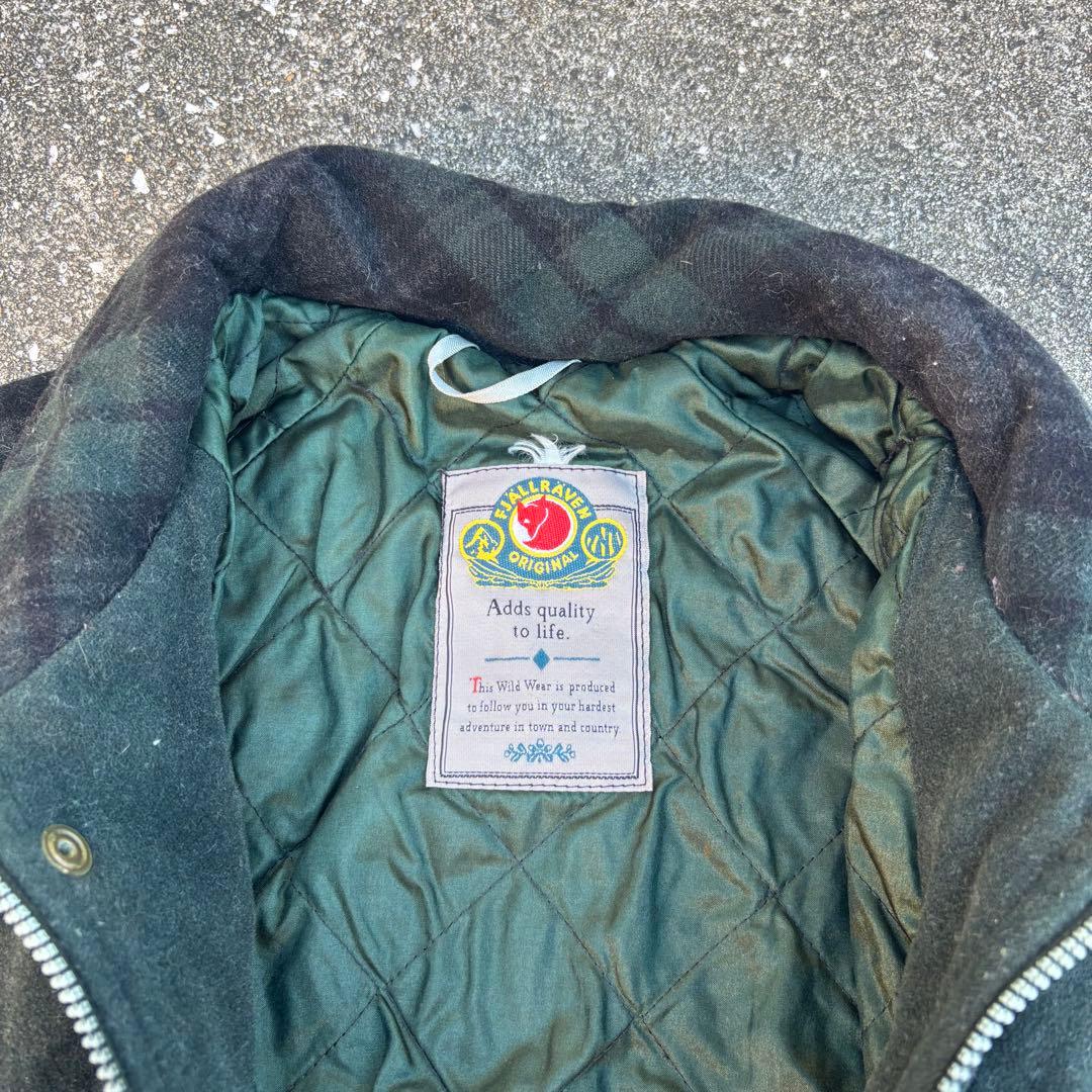 80s FJALLRAVEN ウールジャケット カシミヤ ブラックウォッチ 中綿