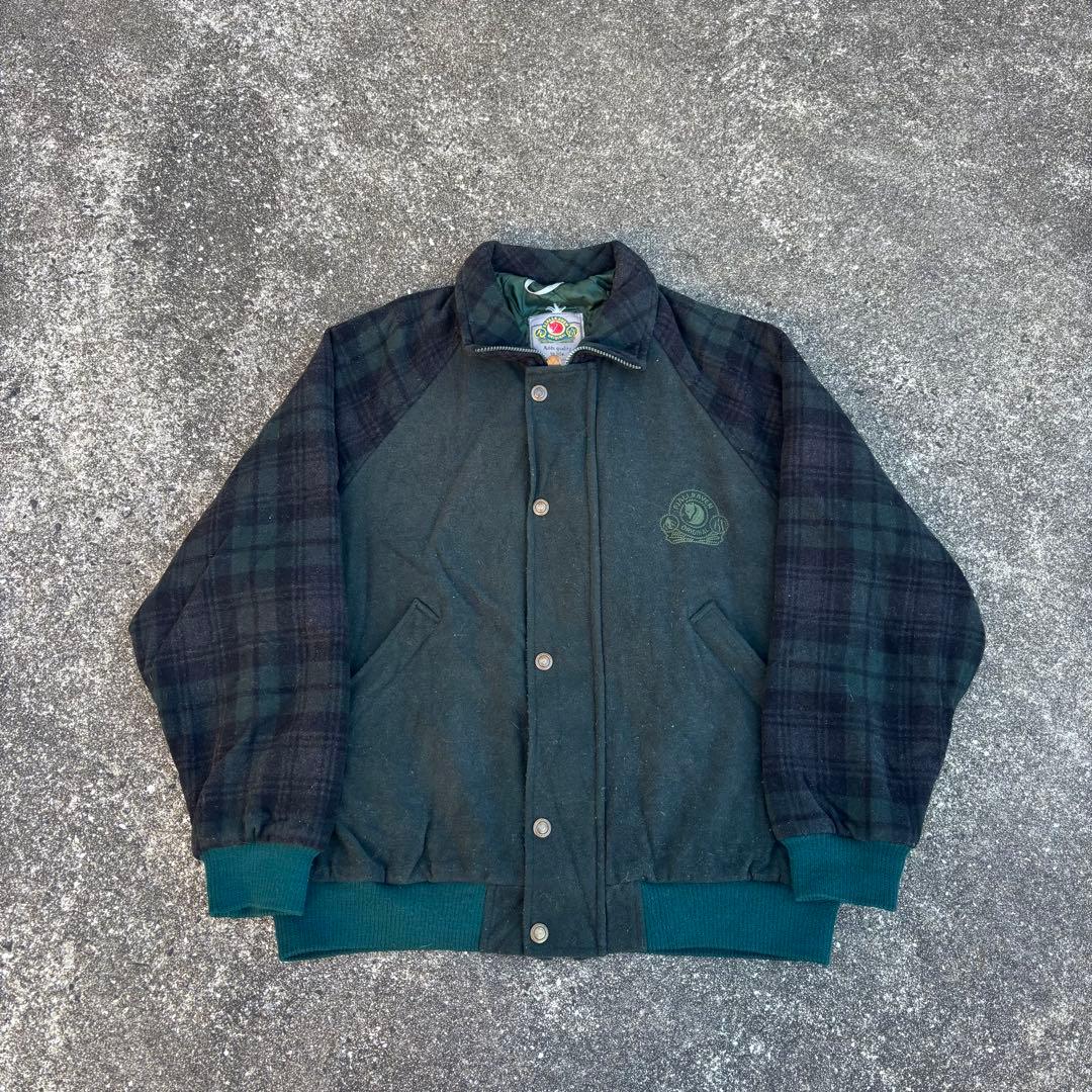 80s FJALLRAVEN ウールジャケット カシミヤ ブラックウォッチ 中綿