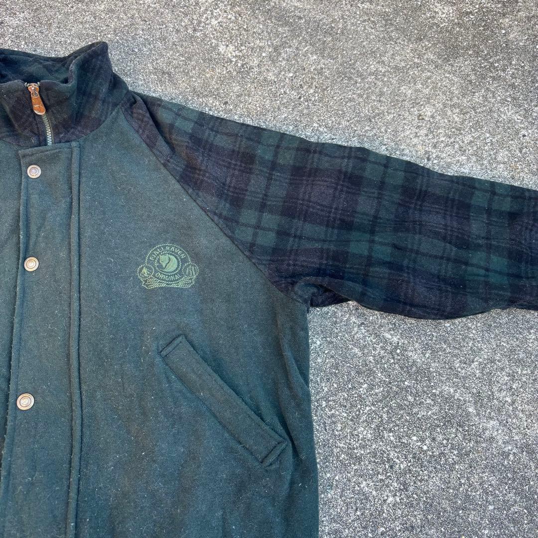 80s FJALLRAVEN ウールジャケット カシミヤ ブラックウォッチ 中綿