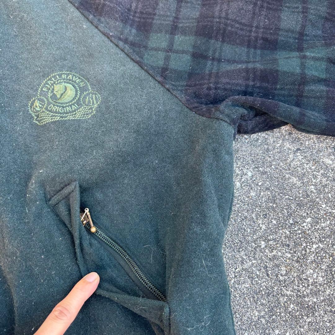 80s FJALLRAVEN ウールジャケット カシミヤ ブラックウォッチ 中綿