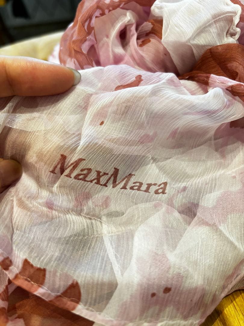 MaxMara 大判シフォンストール ピンク シルク 新品未使用
