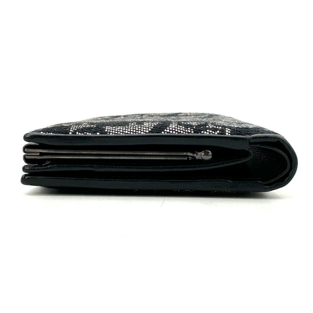 【美品】Christian Dior トロッター柄 がま口 折財布 ブラック