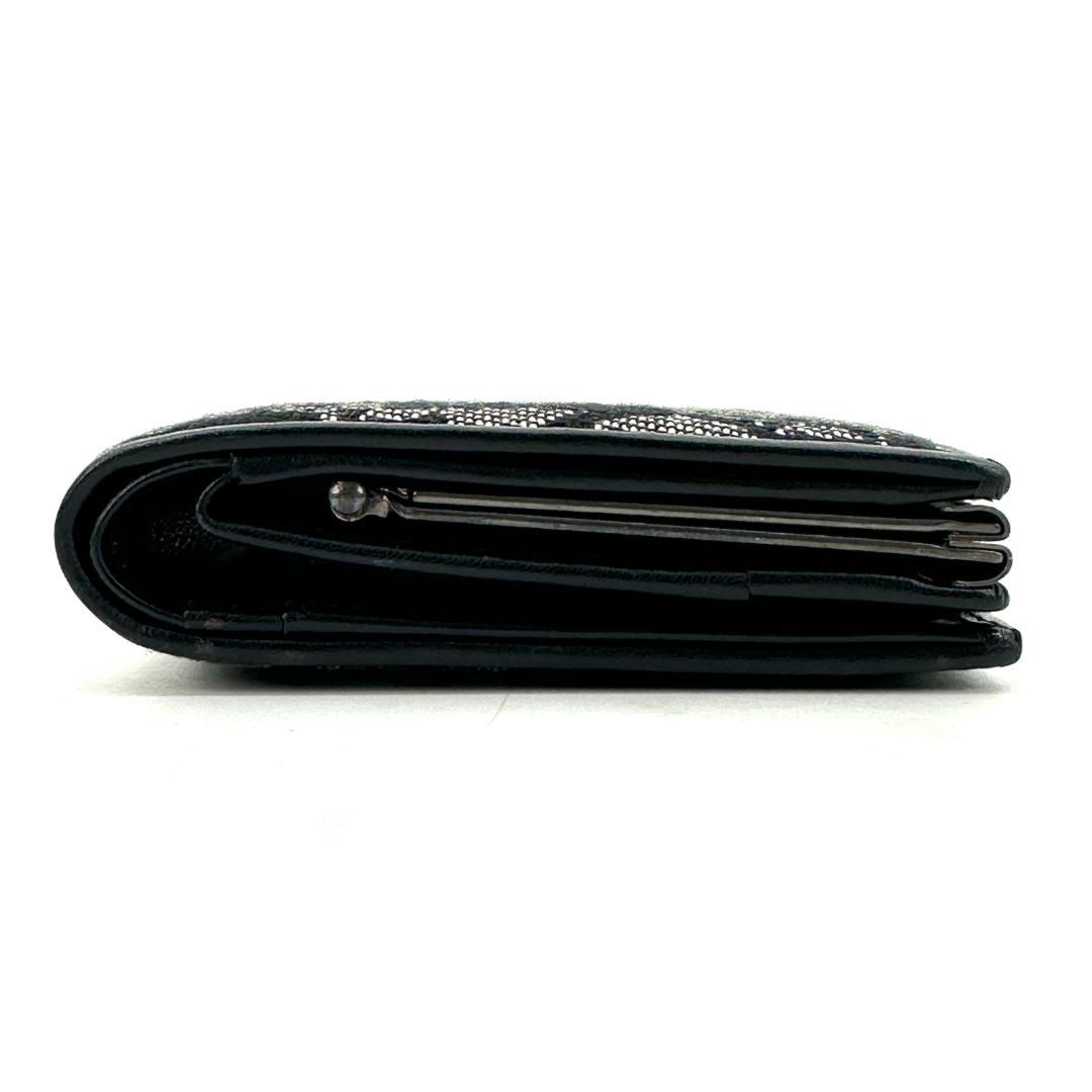 【美品】Christian Dior トロッター柄 がま口 折財布 ブラック