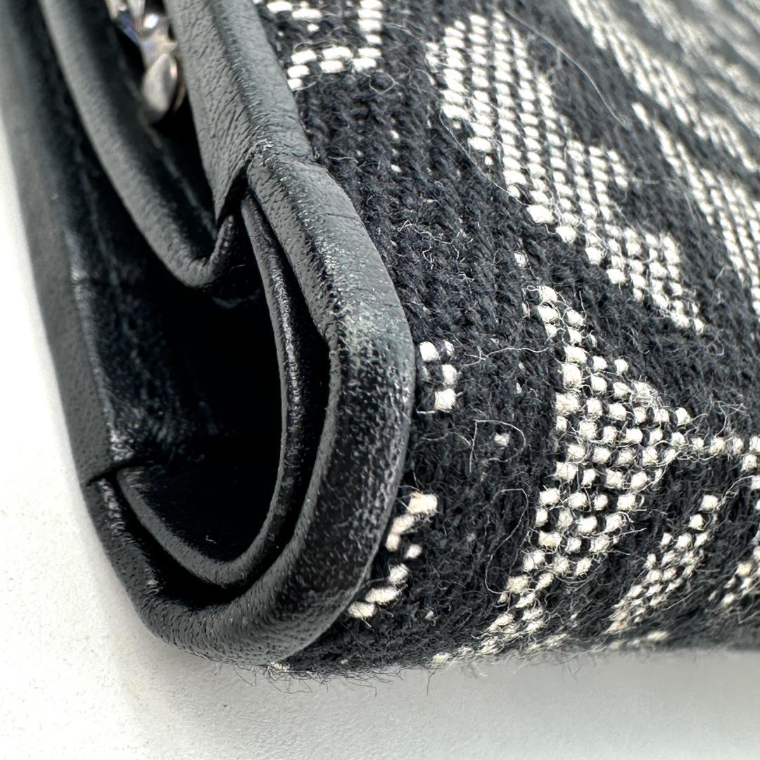 【美品】Christian Dior トロッター柄 がま口 折財布 ブラック