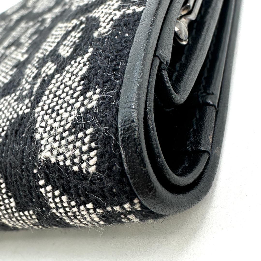 【美品】Christian Dior トロッター柄 がま口 折財布 ブラック