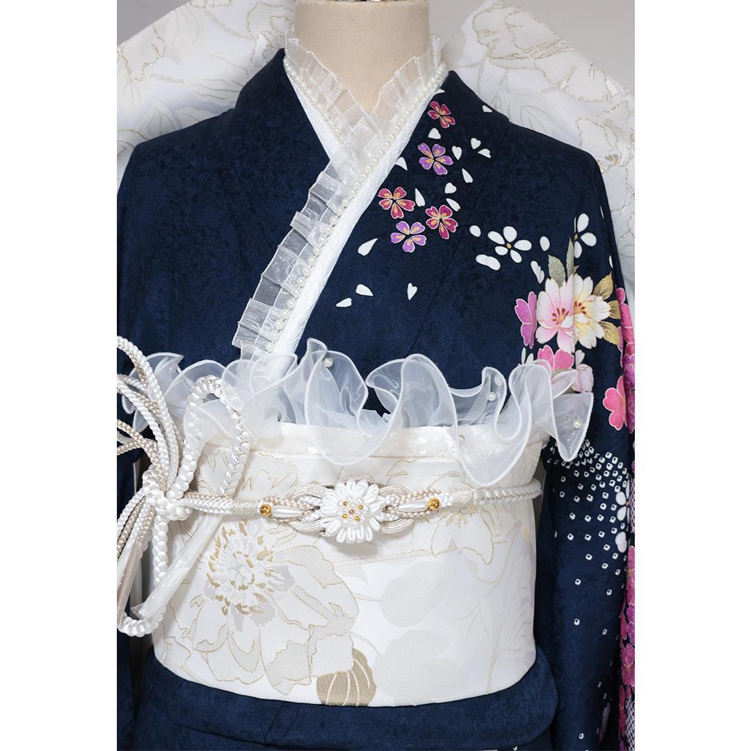 シ*ー様 振袖単体◆処分 特価品◆美品■163.5cmネイビー正絹紺色成人式前撮