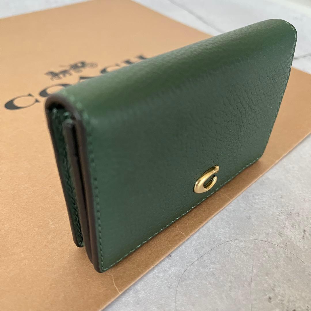 コーチ☆新品☆エッセンシャル レザービジネス カードケース/名刺入れ グリーン緑