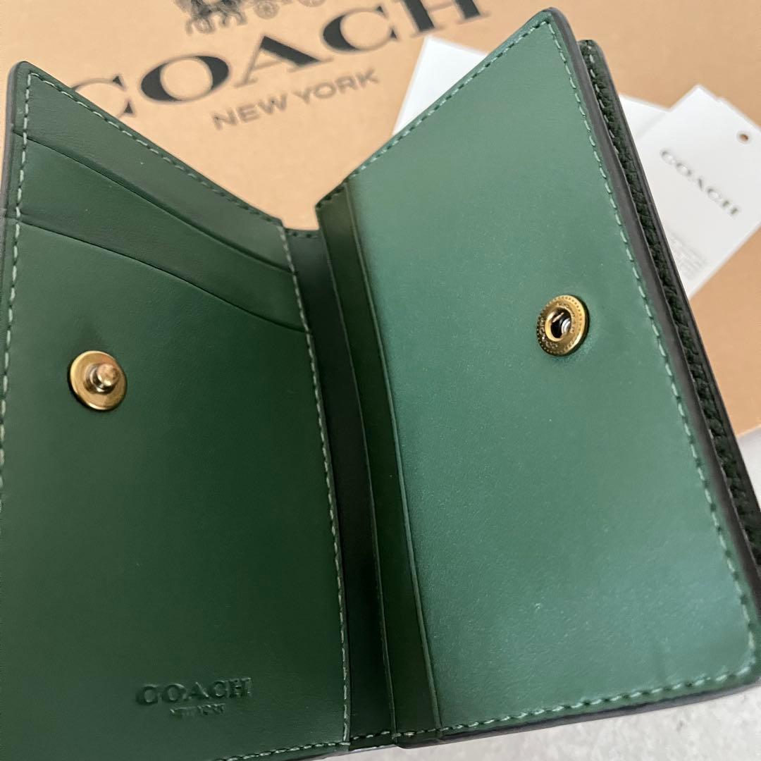 コーチ☆新品☆エッセンシャル レザービジネス カードケース/名刺入れ グリーン緑