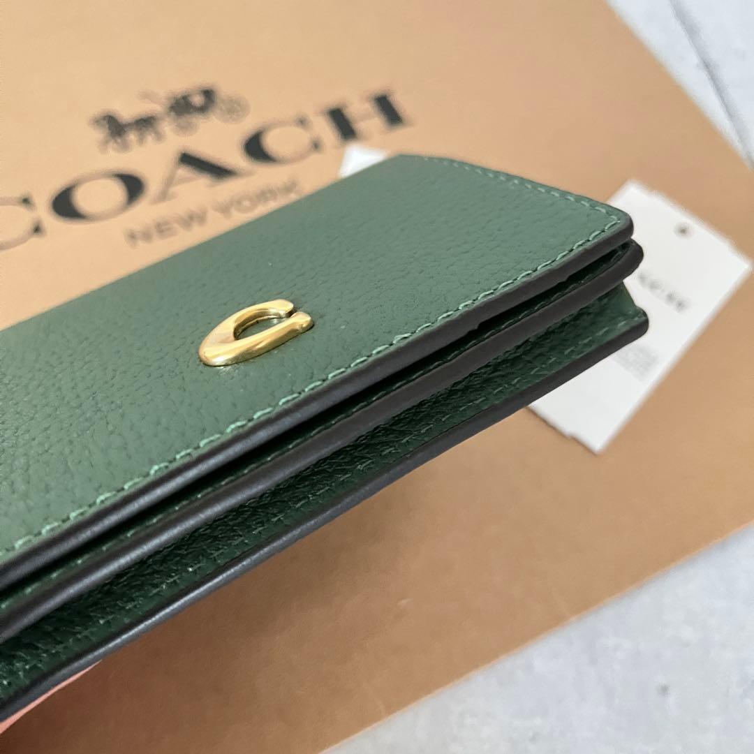 コーチ☆新品☆エッセンシャル レザービジネス カードケース/名刺入れ グリーン緑