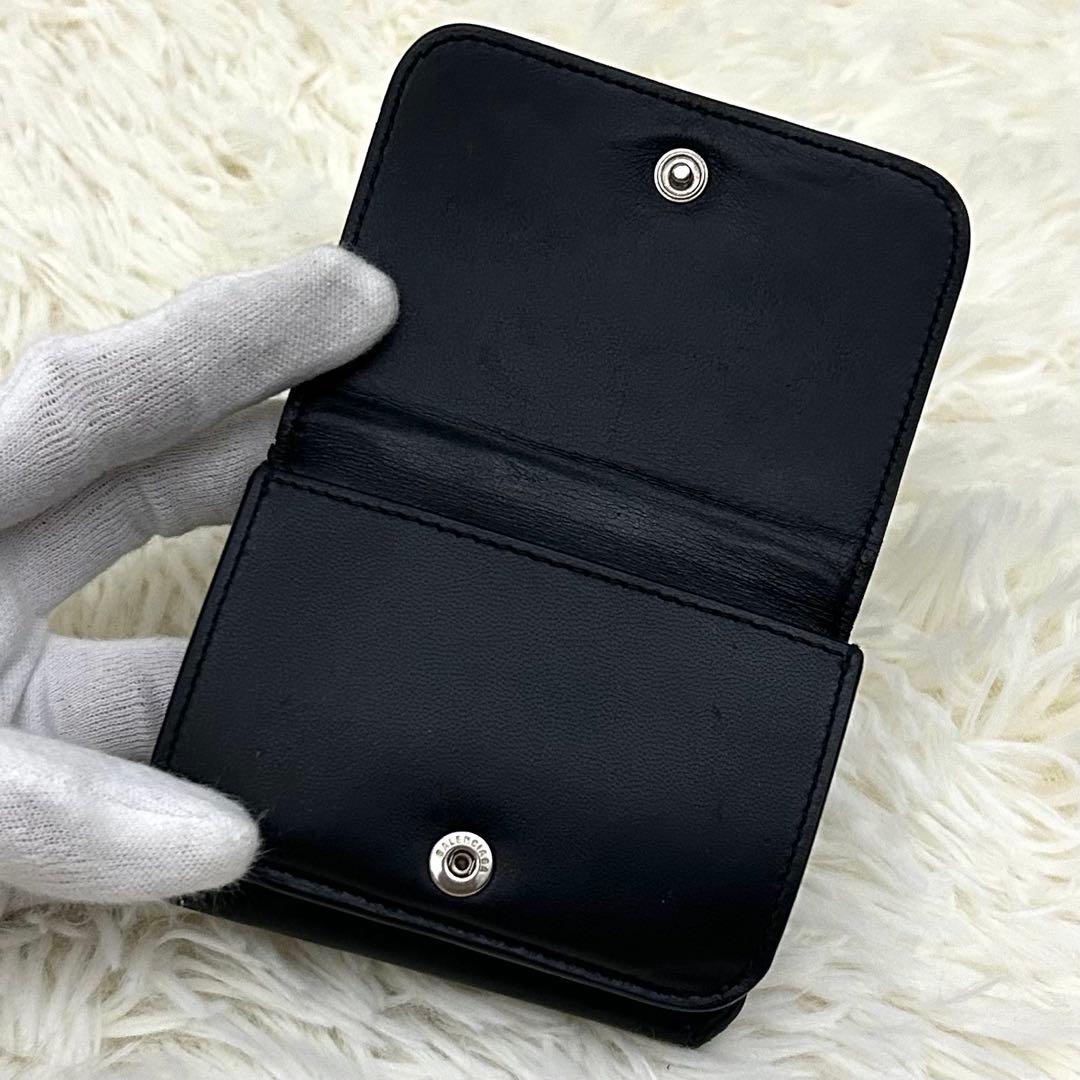 ［美品］BALENCIAGA ミニウォレット 三つ折り財布 ブラック