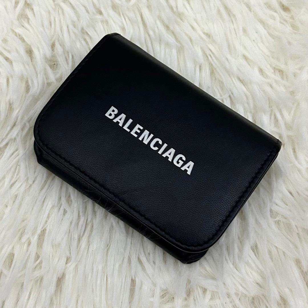 ［美品］BALENCIAGA ミニウォレット 三つ折り財布 ブラック