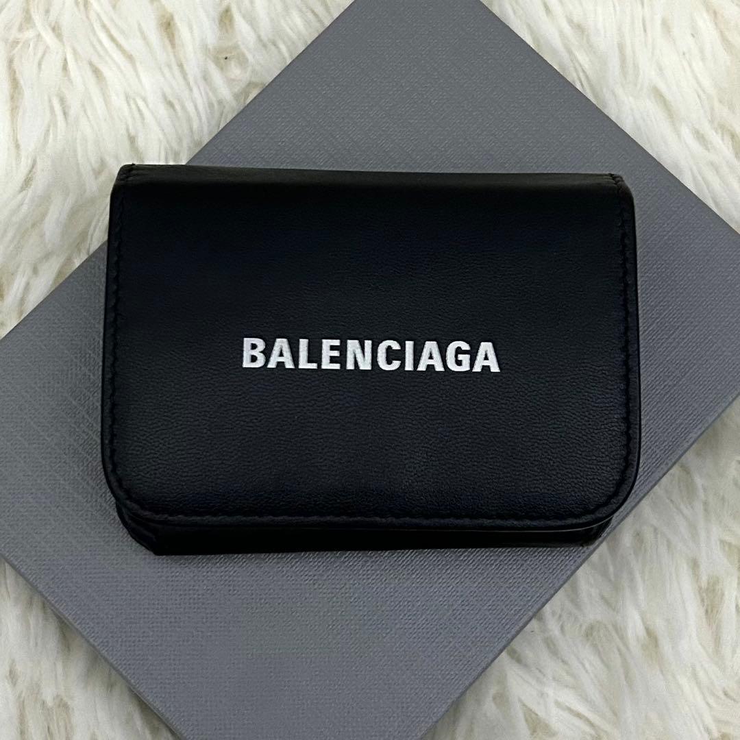 ［美品］BALENCIAGA ミニウォレット 三つ折り財布 ブラック