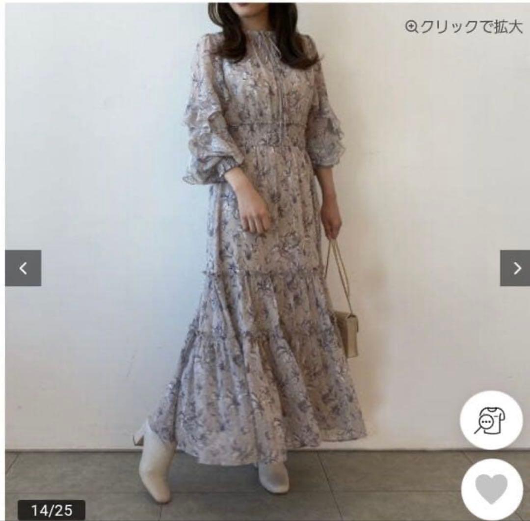 アプワイザーリッシェ　ニュアンスフラワープリントワンピース