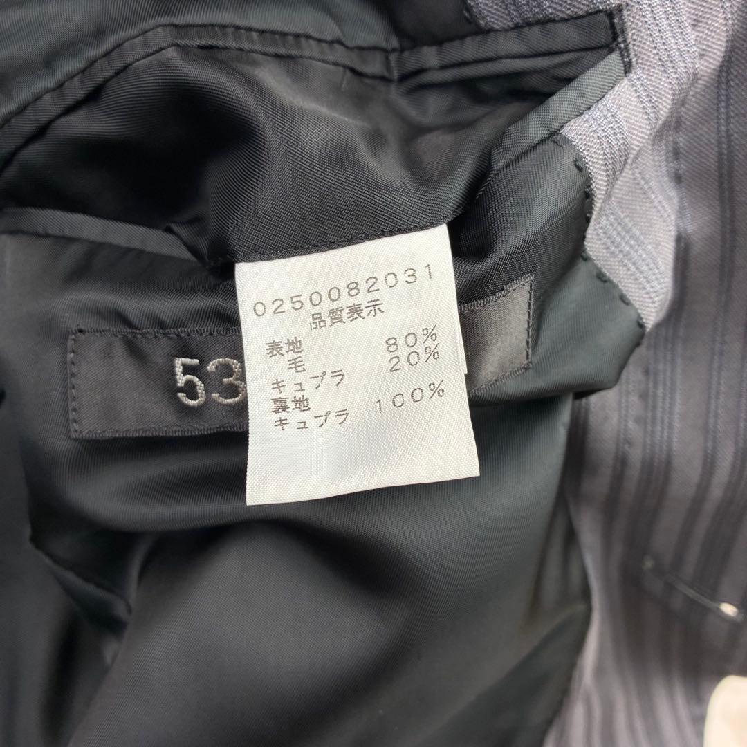 【美品】 5351プールオム スーツ 3ピース ストライプ グレー　3表記