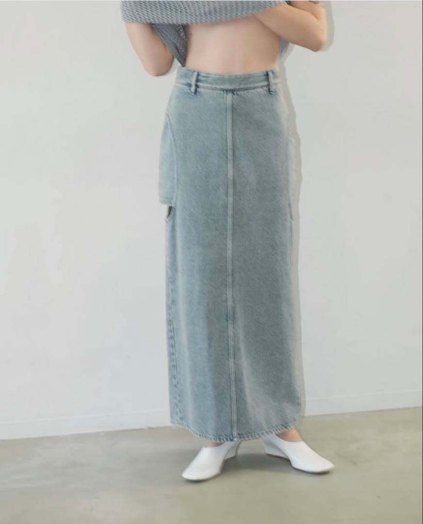 スカート CLANE CIRCLE CUT LAYERED DENIM SKIRT