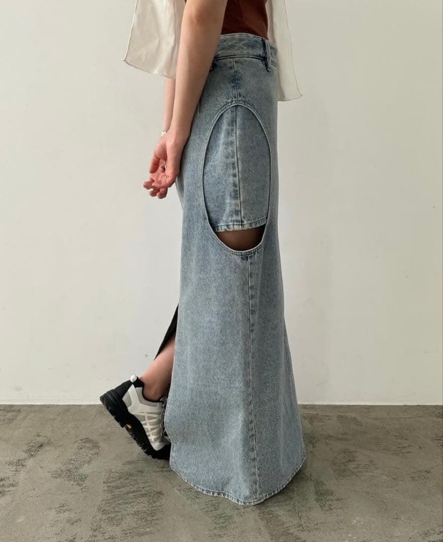 スカート CLANE CIRCLE CUT LAYERED DENIM SKIRT