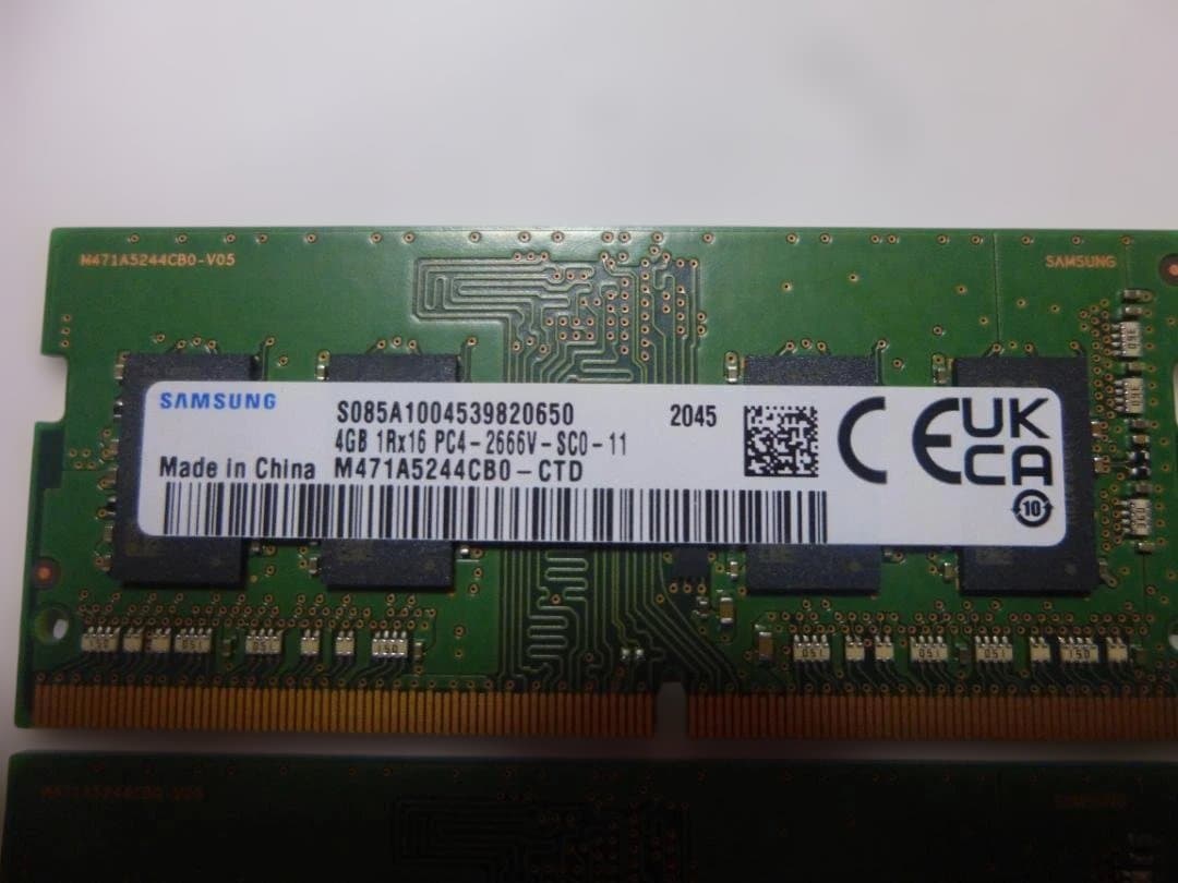 Samsung・サムスン 4GB DDR4メモリ PC4-2666V 4枚セット
