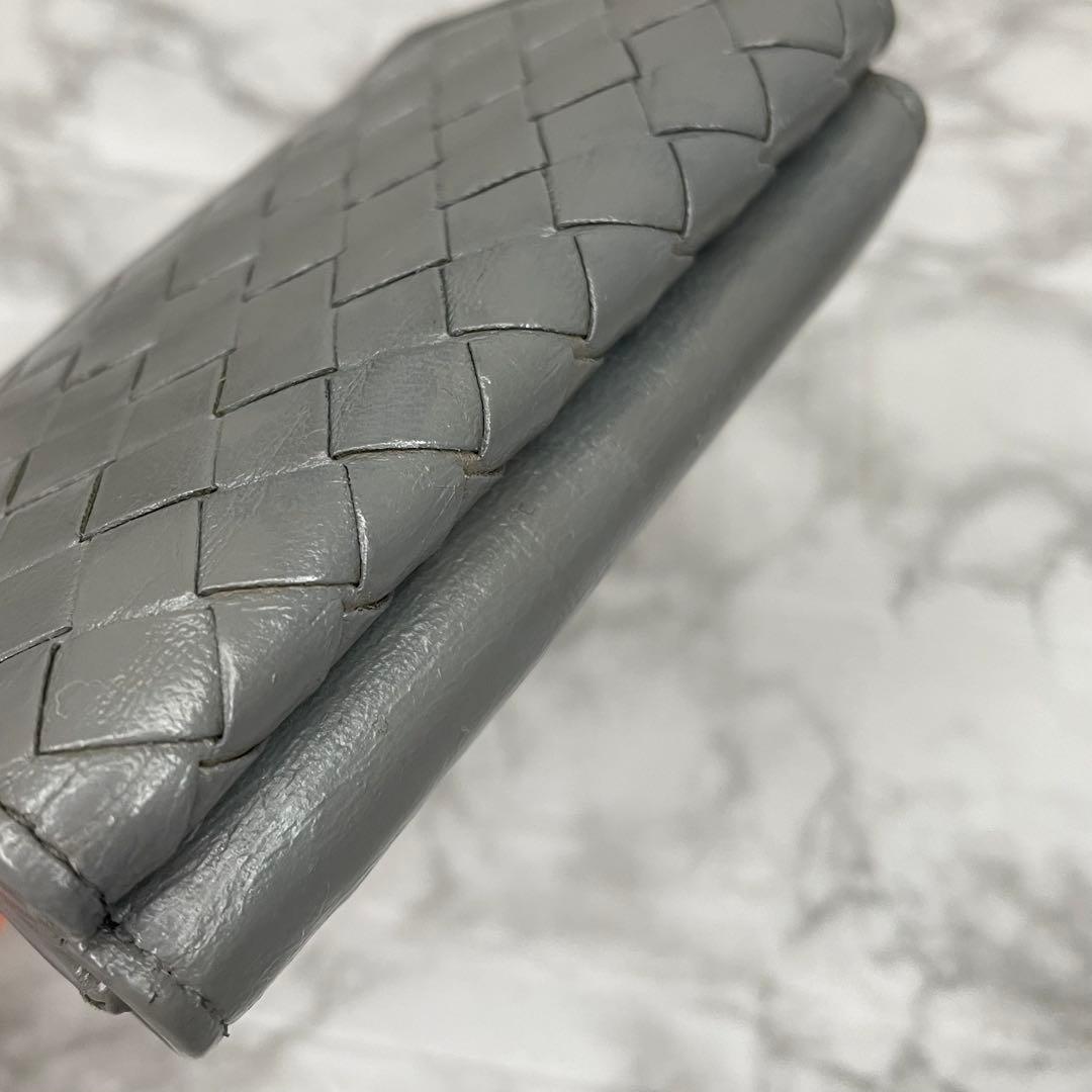 BOTTEGA VENETA　イントレチャート　三つ折り財布　ミニ財布　グレー