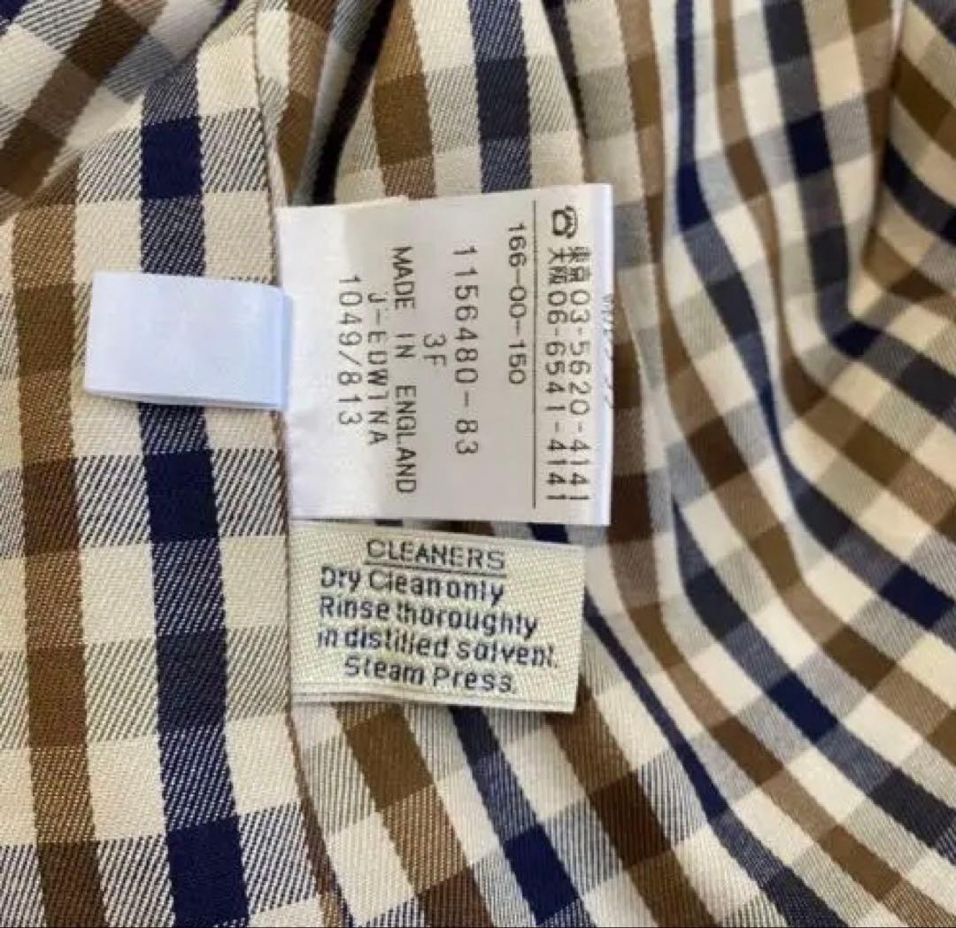 【Aquascutum】ステンカラーコート　裏地チェック【3F】イングランド製
