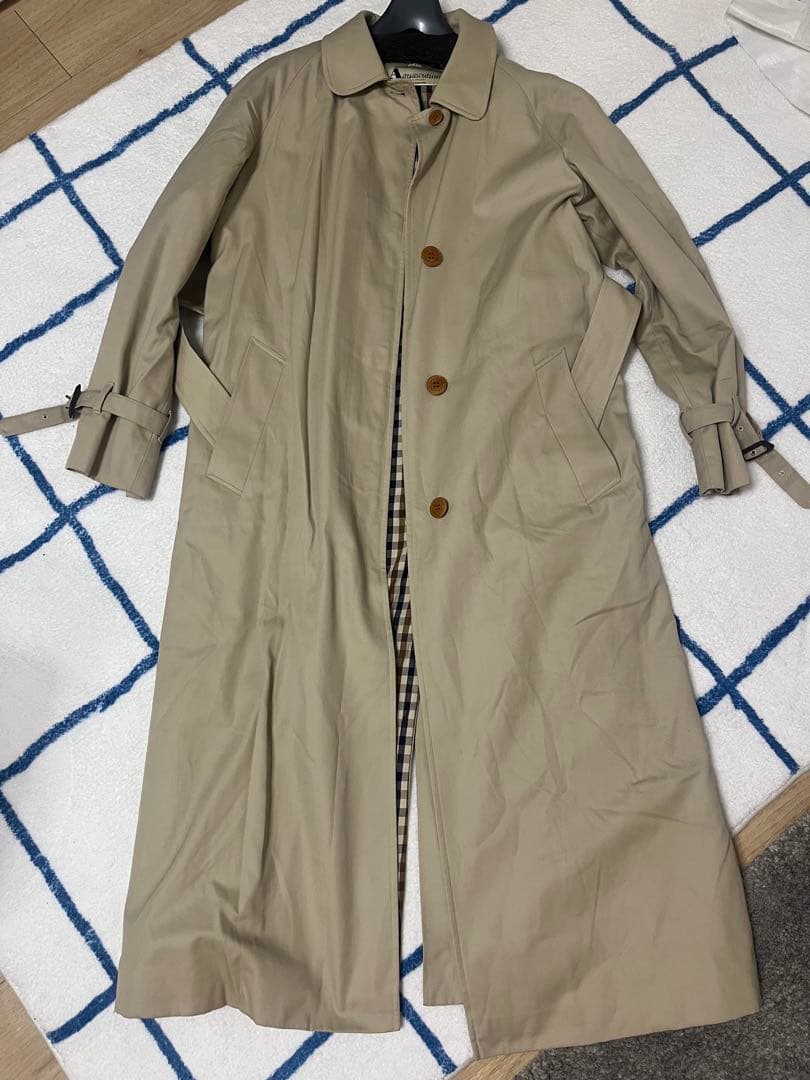 【Aquascutum】ステンカラーコート　裏地チェック【3F】イングランド製