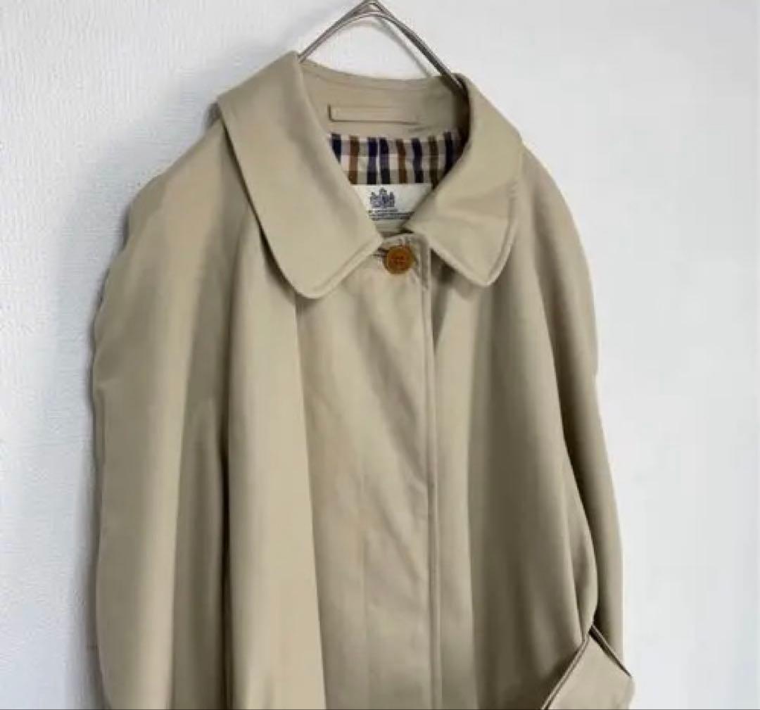 【Aquascutum】ステンカラーコート　裏地チェック【3F】イングランド製