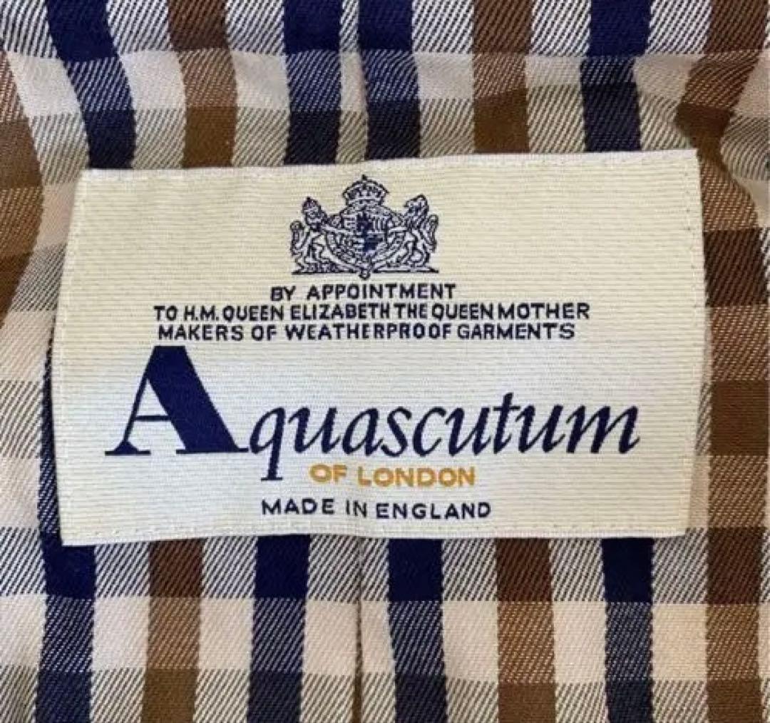 【Aquascutum】ステンカラーコート　裏地チェック【3F】イングランド製