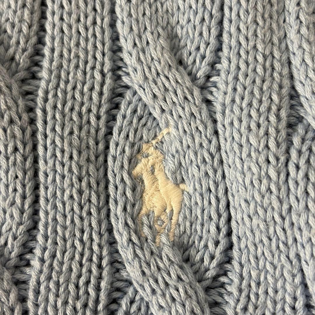 ポロラルフローレン　春色♪ケーブルニットカーディガン ホースロゴ刺繍　コットン