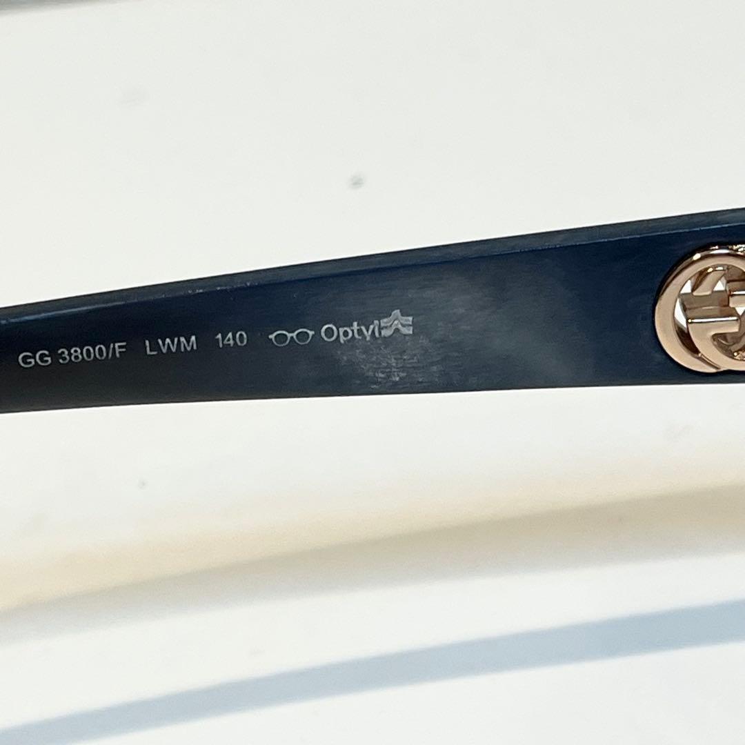 GUCCI グッチ テンプルGGロゴ ウェリントン サングラス ブルー