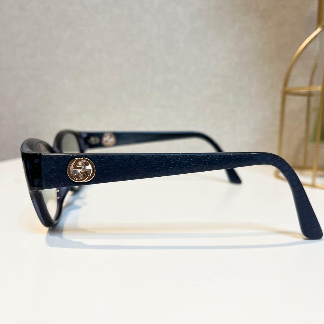 GUCCI グッチ テンプルGGロゴ ウェリントン サングラス ブルー