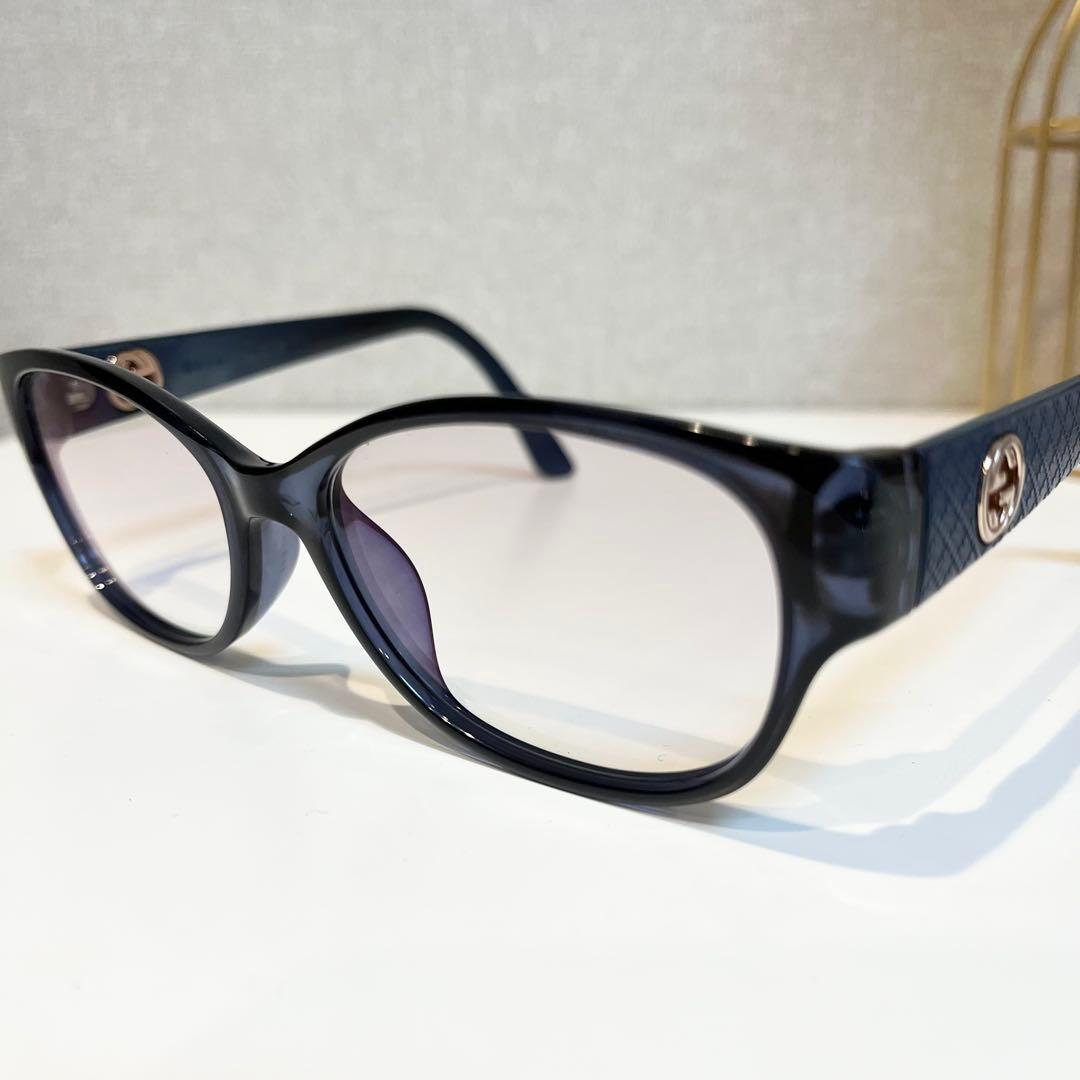 GUCCI グッチ テンプルGGロゴ ウェリントン サングラス ブルー