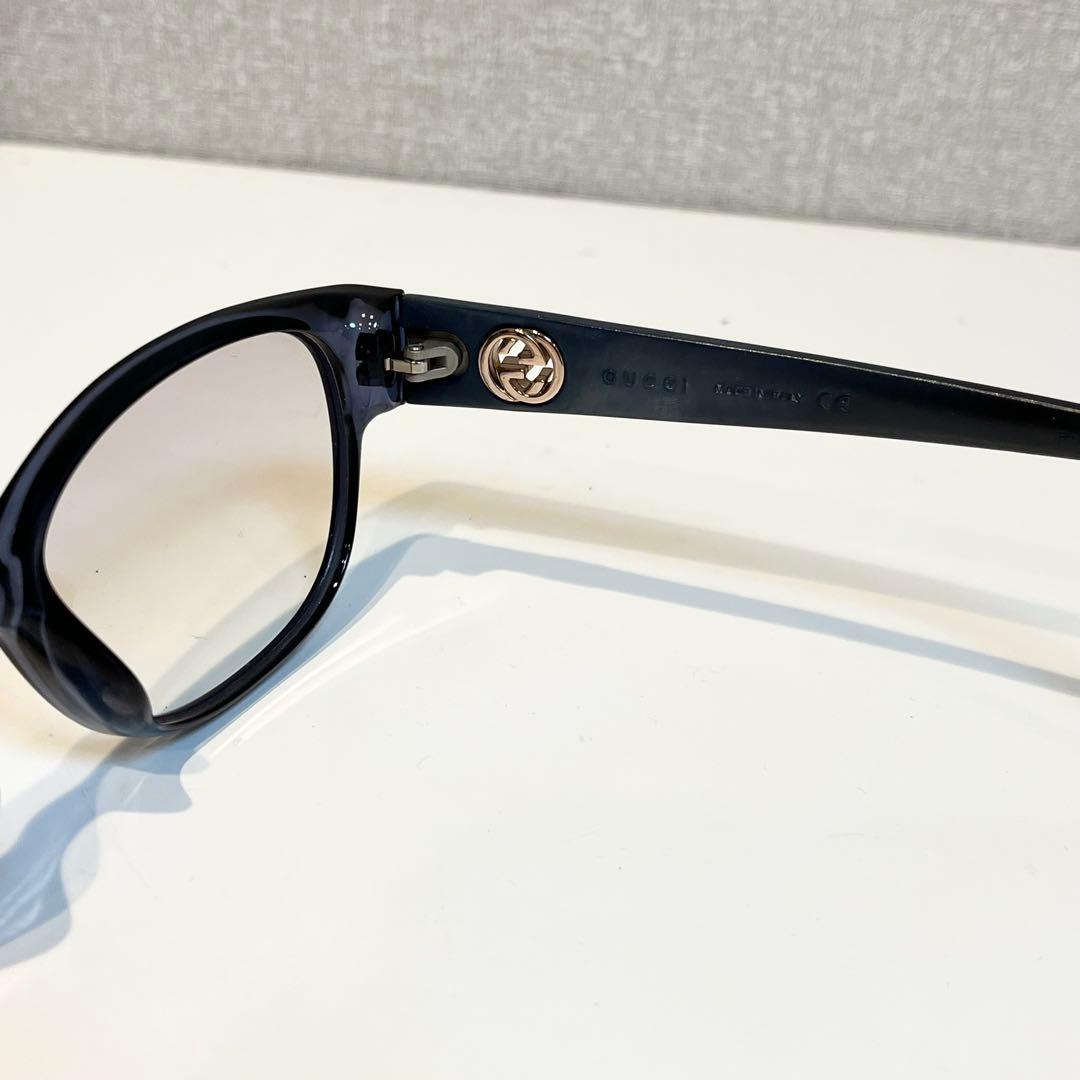 GUCCI グッチ テンプルGGロゴ ウェリントン サングラス ブルー